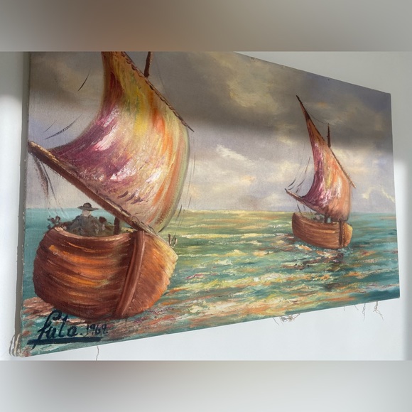 VINTAGE Fula oil painting! 1969 - Picture 1 of 8